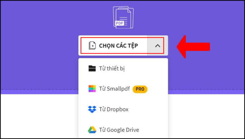 Chọn file PDF muốn ghép để tải lên web