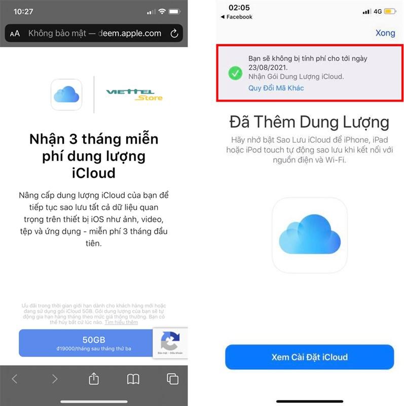 Hủy gói iCloud 50GB