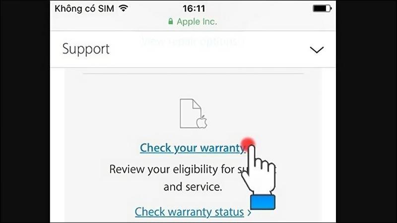 Nhấn chọn Check your warranty