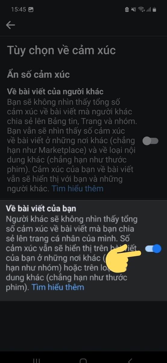 alt: Kích hoạt ẩn lượt like