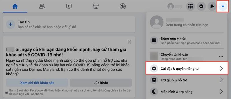 alt: Mở cài đặt Facebook trên máy tính