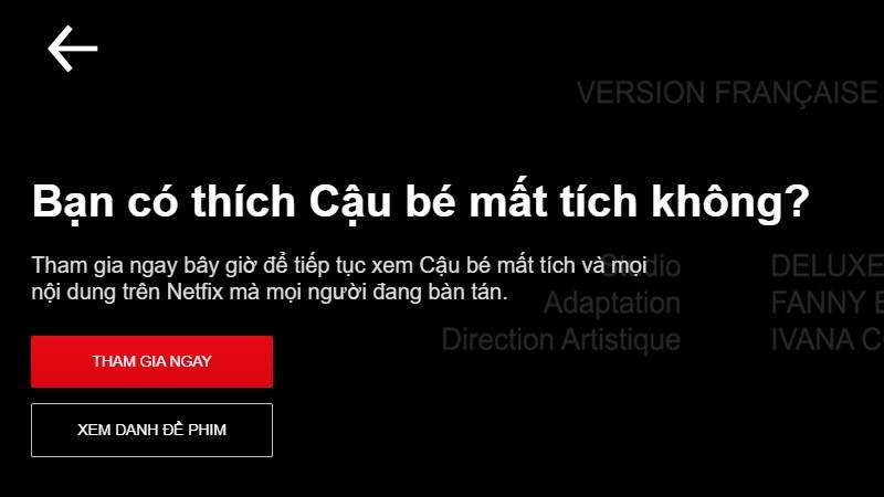 alt: Nút "Tham gia ngay" trên giao diện Netflix