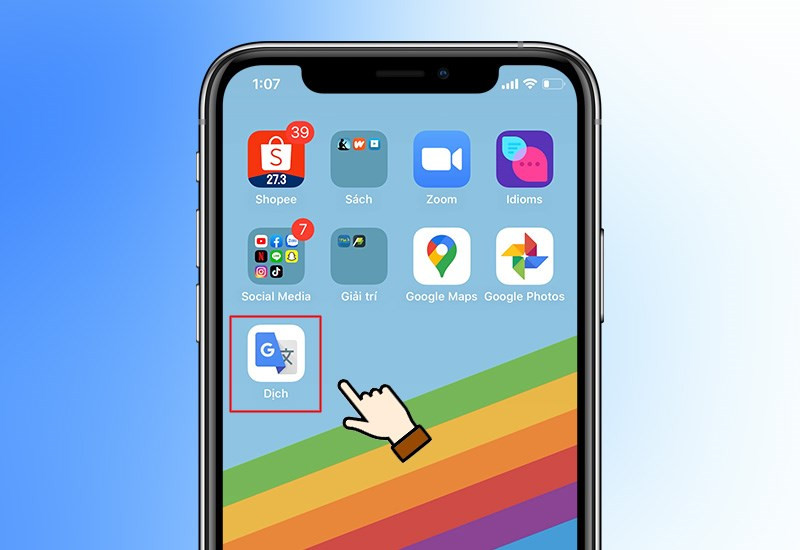alt text: Biểu tượng Google Dịch trên màn hình điện thoại