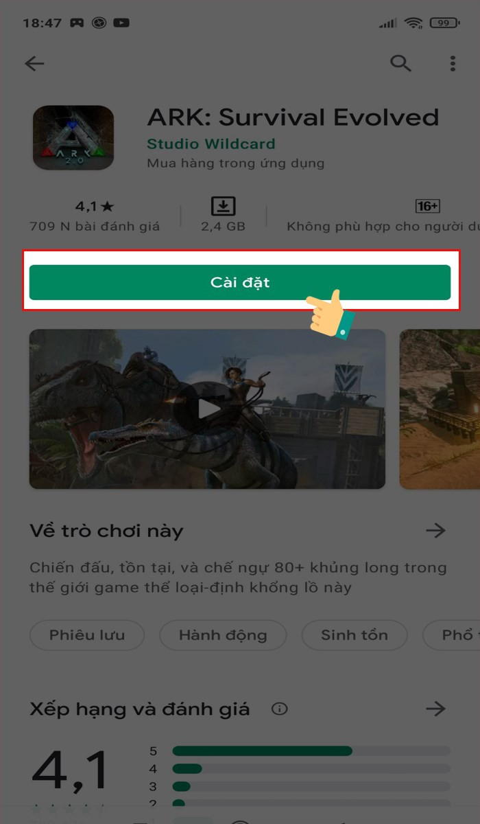 alt text: Cài đặt Ark: Survival Evolved trên Google Play