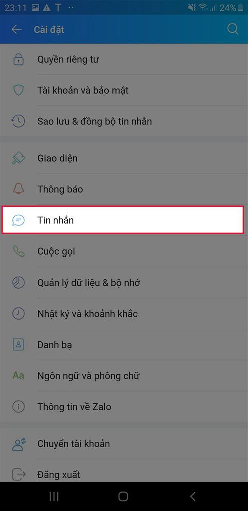 alt text: Cài đặt Zalo