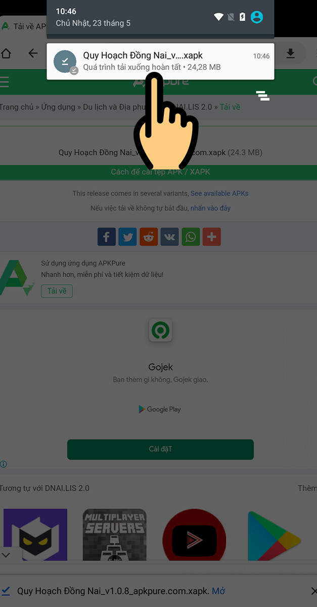 alt text: Chọn file XAPK đã tải xuống