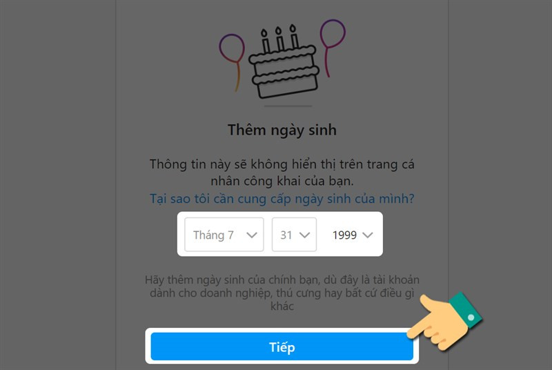 alt text: Chọn ngày sinh trên máy tính