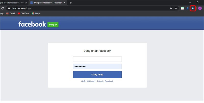 alt text: Đăng nhập vào Facebook để sử dụng tiện ích