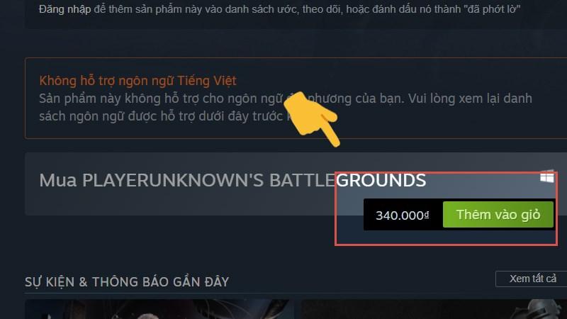 alt text: Giao diện mua PUBG trên Steam