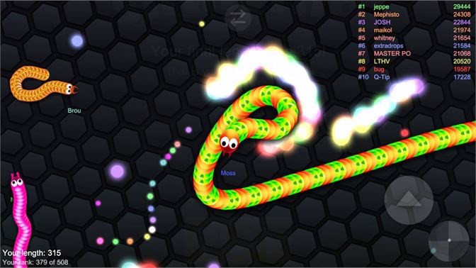 alt text: Hình ảnh trong game Slither.io