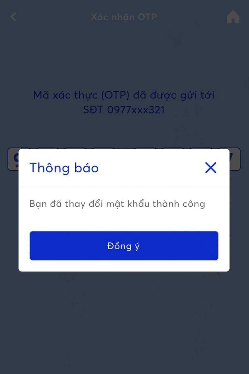 alt text: Hoàn tất đổi mật khẩu