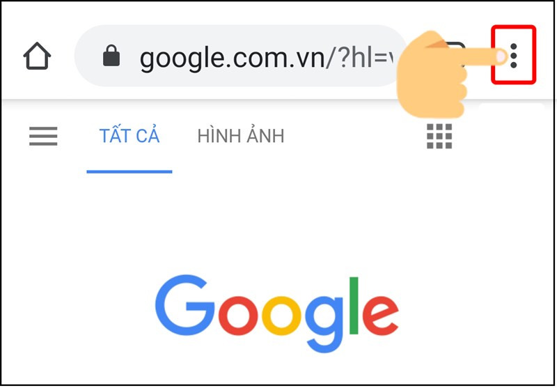 alt text: Menu ba chấm trên Google Chrome