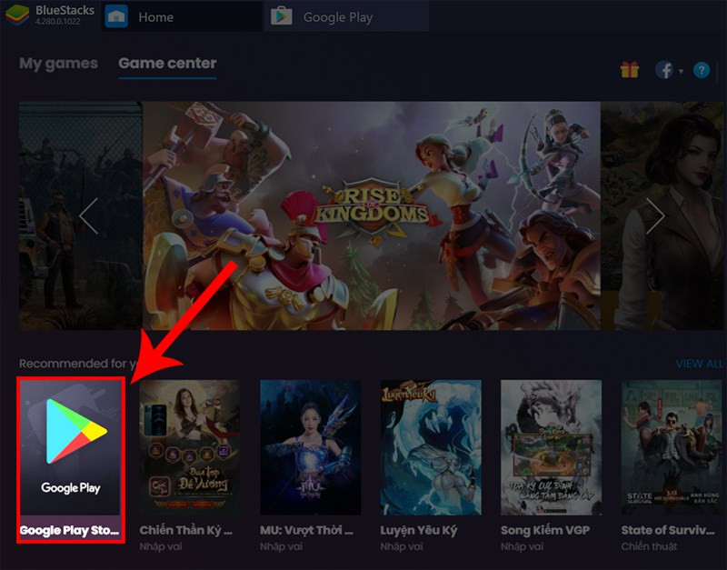 alt text: Mở Google Play Store trong BlueStacks