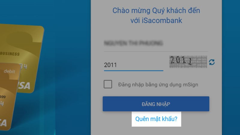 alt text: Nhấn quên mật khẩu