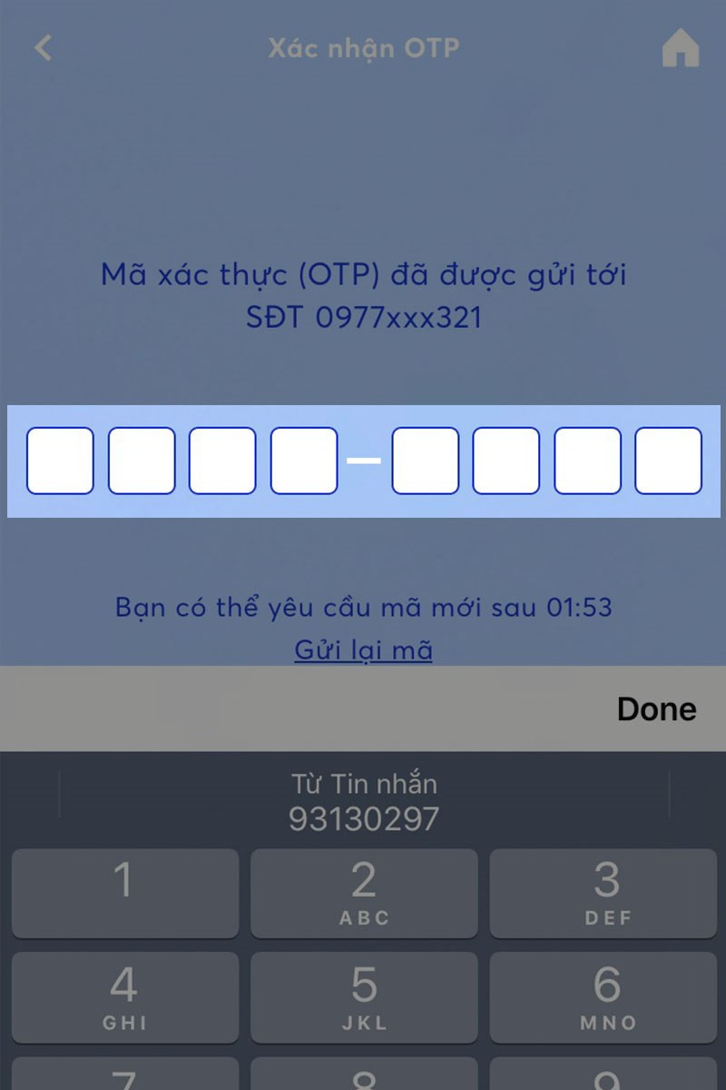 alt text: Nhập mã OTP