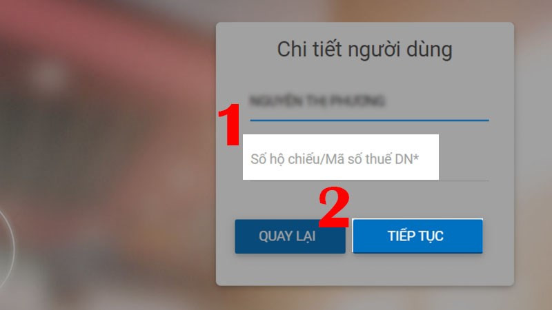 alt text: Nhập thông tin để lấy lại mật khẩu