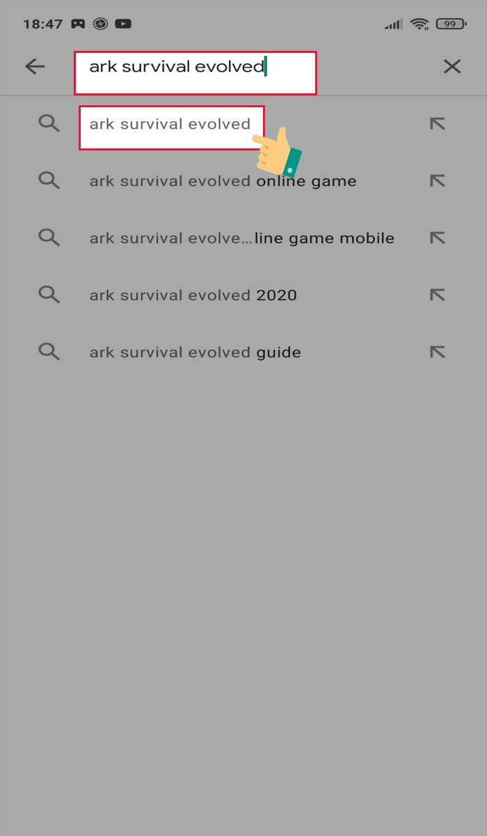 alt text: Tìm kiếm Ark: Survival Evolved trên Google Play