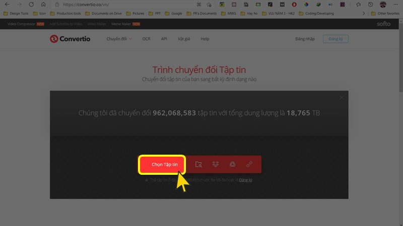 alt text: Truy cập website Convertio.co