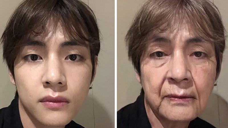 alt text: Ví dụ về ảnh đã được chỉnh sửa bằng FaceApp, thay đổi từ trẻ thành già.