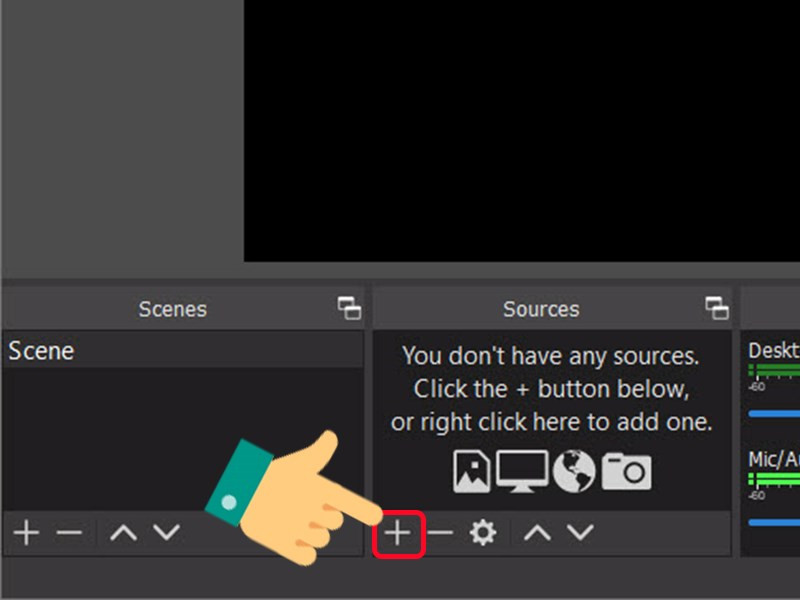 alt: Thêm nguồn phát màn hình trong OBS Studio
