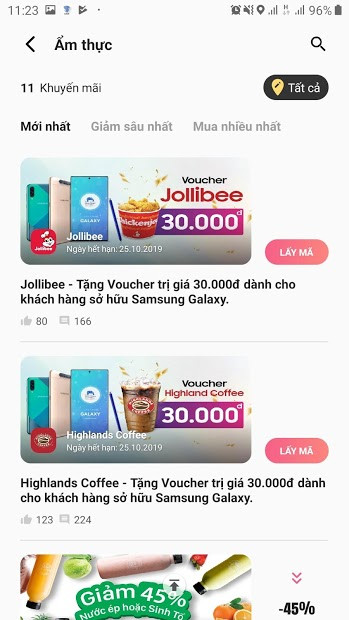 Ảnh chụp màn hình ứng dụng Quà tặng Galaxy