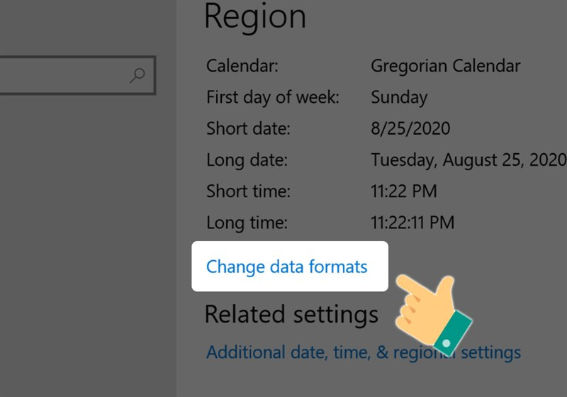 Bạn hãy chọn Change data formats