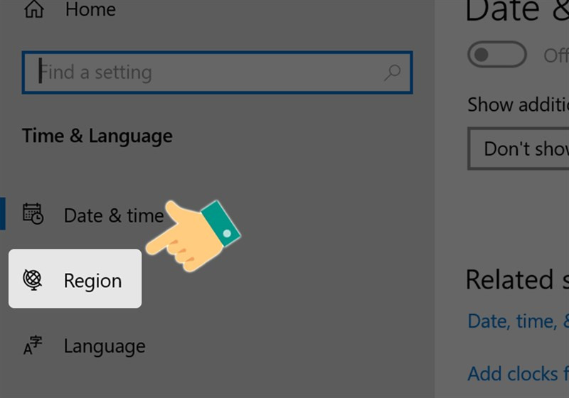 Bạn hãy nhấn vào mục Region