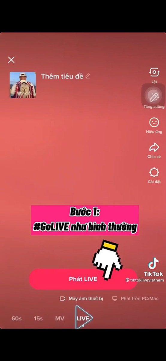 Bắt đầu livestream trên TikTok