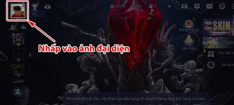 Bước 1: Nhấn vào avatar hiện tại