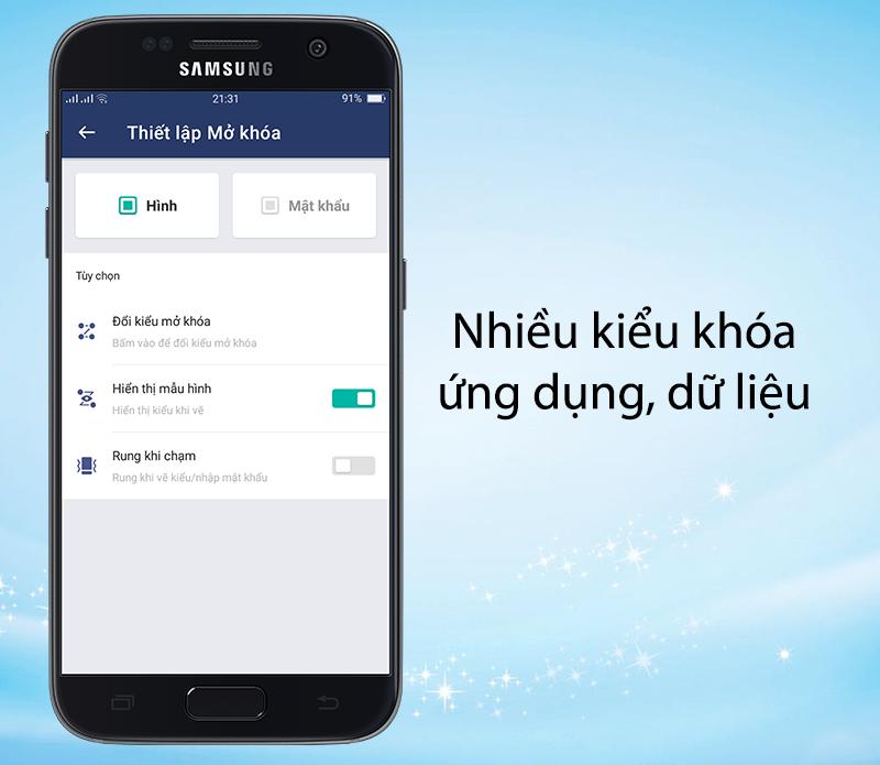 Các tùy chọn khóa bảo mật trên AppLock