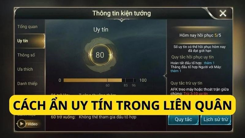 Cách ẩn uy tín Liên Quân