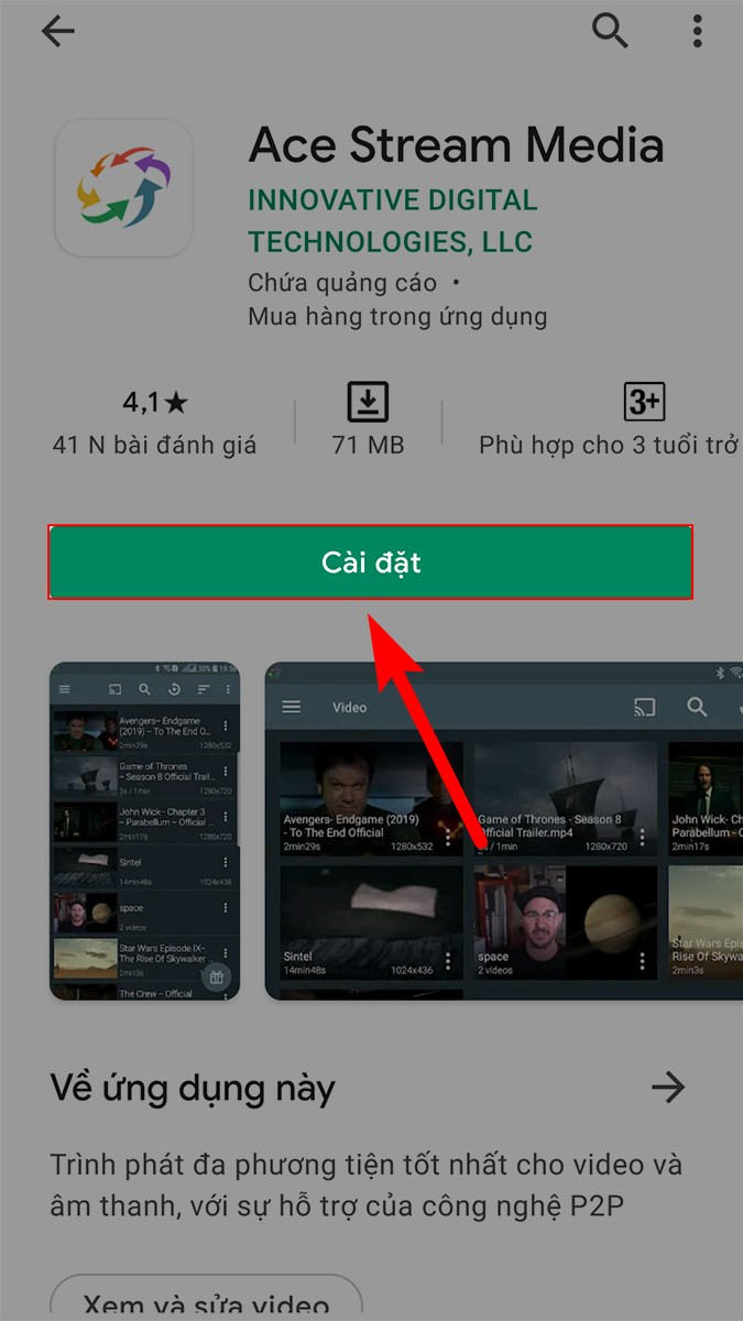 Cài đặt AceStream trên Android