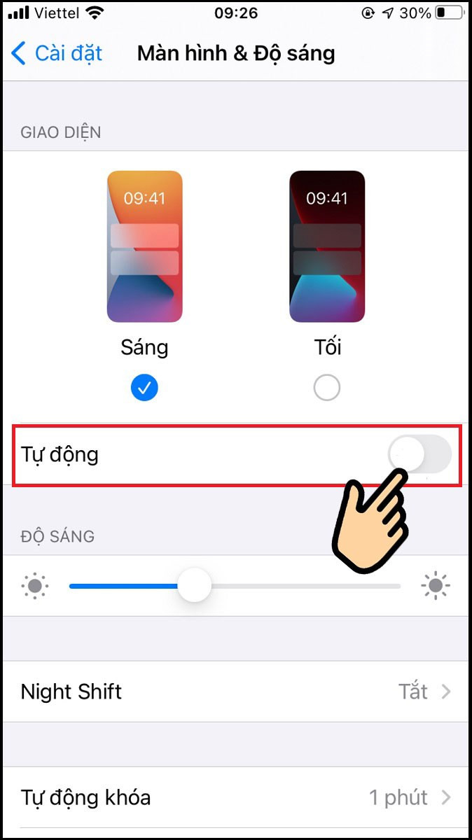 Cài đặt độ sáng tự động trên iOS 14