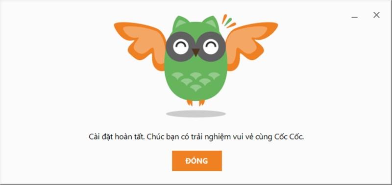 Cài đặt thành công Cốc Cốc