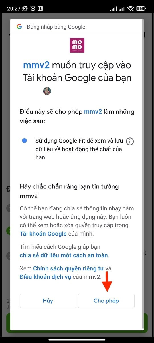 Cấp Ph&eacute;p truy cập v&agrave;o t&agrave;i khoản Google