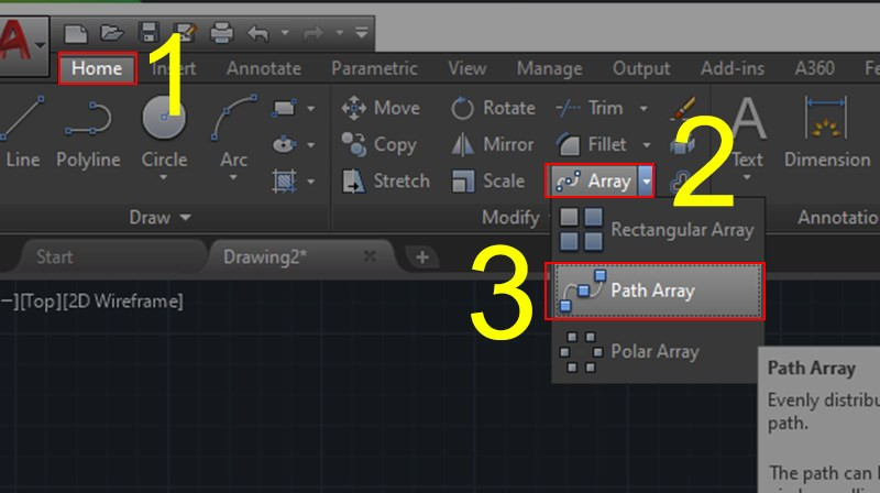  C&aacute;ch tạo một mảng Path Array