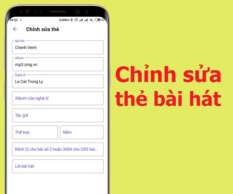 Chỉnh sửa thẻ bài h&aacute;t