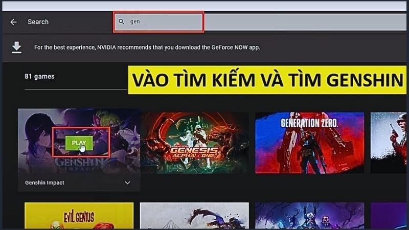 Chơi Genshin Impact trên NVIDIA Geforce NOW