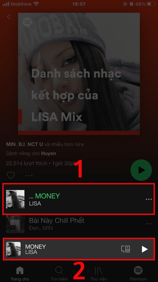 Chọn bài hát trên Spotify