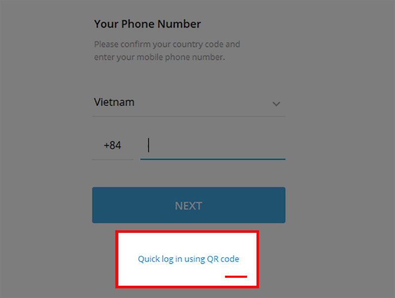 Chọn đăng nhập bằng QR code