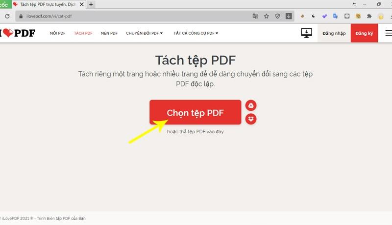 Chọn file PDF trên I Love PDF