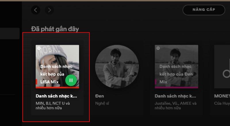 Chọn playlist trên Spotify máy tính