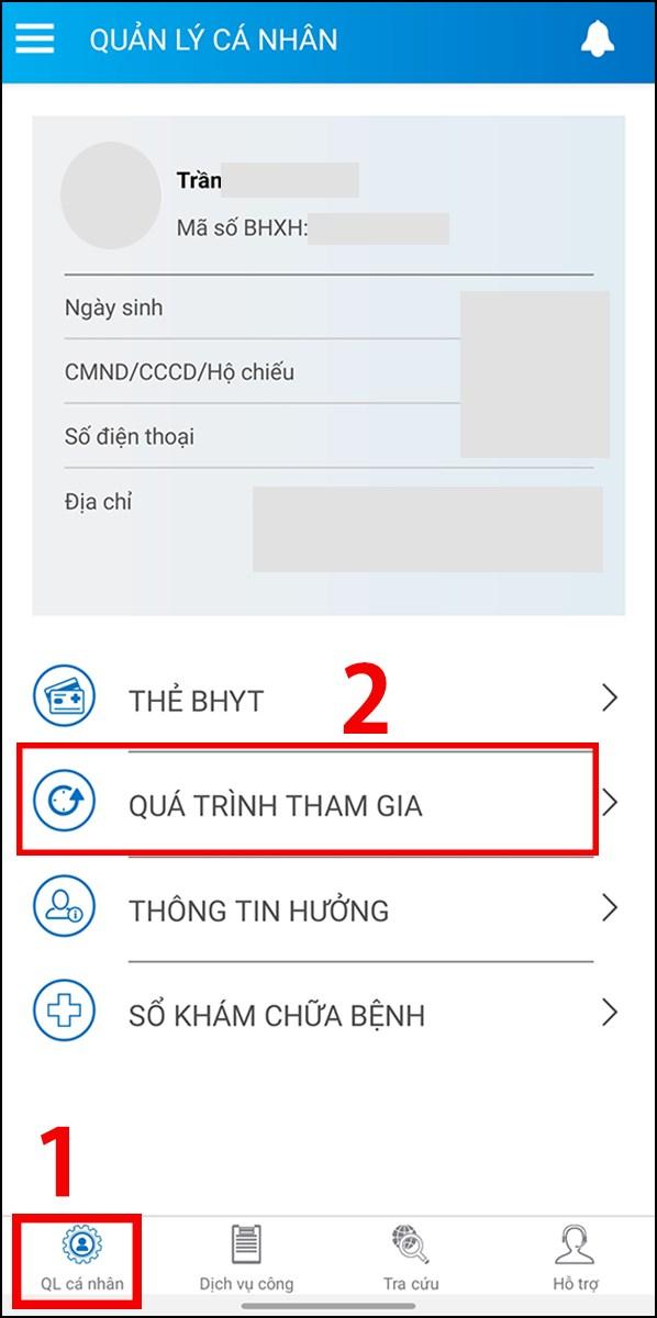 Chọn Quá trình tham gia trên VssID