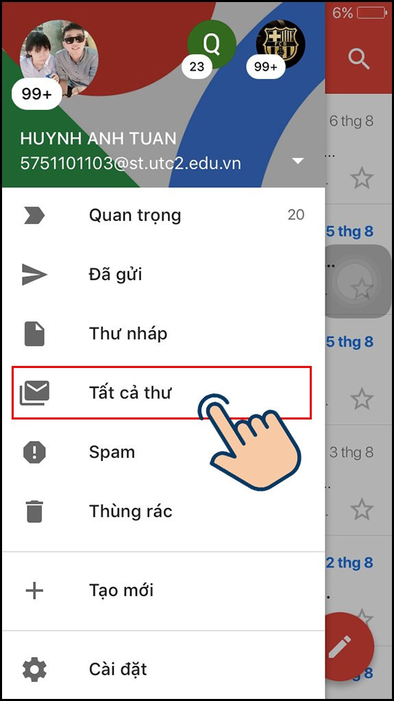 Chọn Tất cả thư