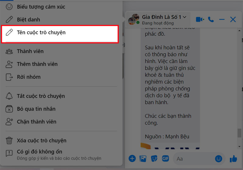 Chọn Tên cuộc trò chuyện