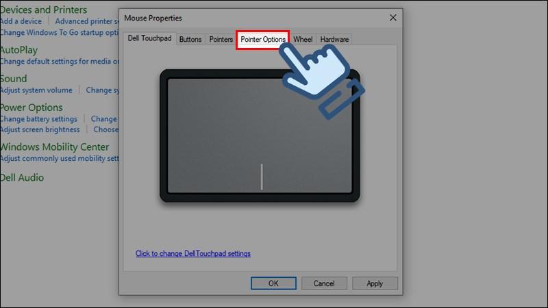 Chọn thẻ Pointer Options