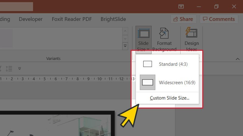Chọn tỉ lệ slide PowerPoint