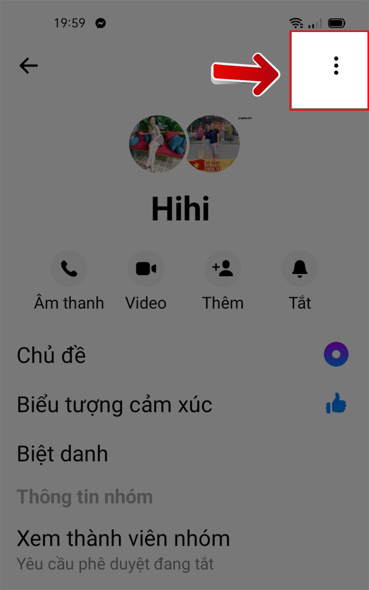 Chọn vào dấu ba chấm