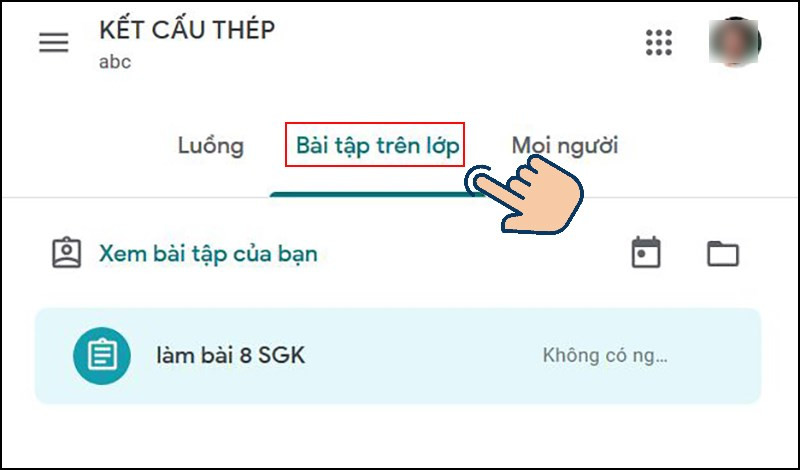 chọn v&agrave;o B&agrave;i tập tr&ecirc;n lớp.&nbsp;