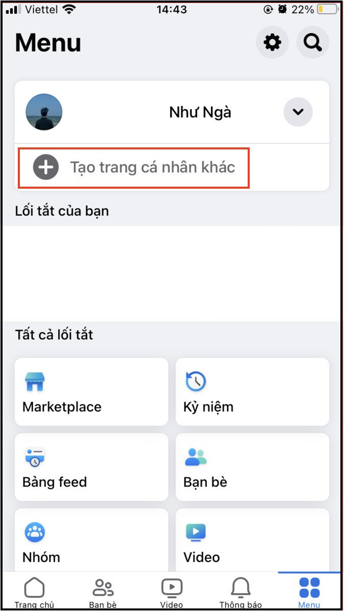 Chọn v&agrave;o mục tạo trang c&aacute; nh&acirc;n kh&aacute;c